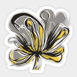 Abstract Yellow and Grey Flower Art No. 513 Sticker